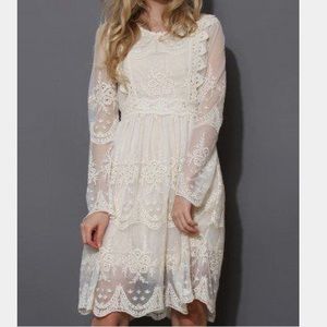 Chicwish Ivory Lace Dress Flawed Read Description